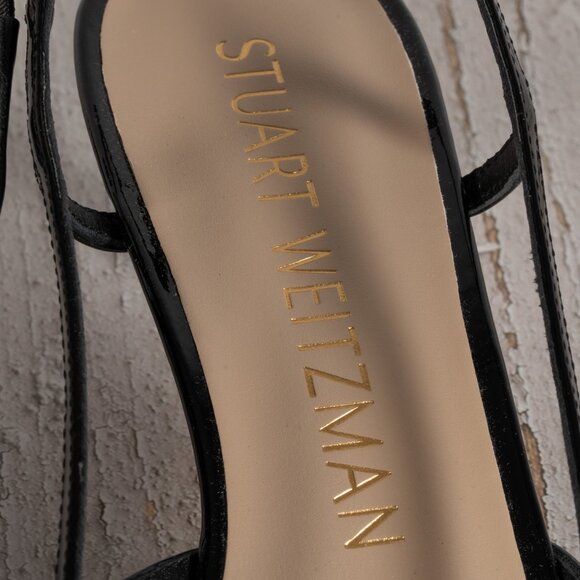 Stuart Weitzman Womens Mondrian 50 Slingback Color Black/Flannel Size 8 B - Picture 7 of 11